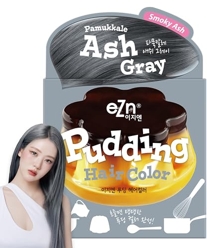 eZn Tinte para el cabello Taeyeon Pudding, sin amoníaco, semipermanente, kit de bricolaje incluido, contiene queratina, hecho en Corea, belleza (gris ceniza)