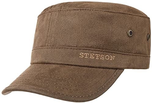 Stetson Stampton Army Cap Herren - Mit Baumwolle - Mit UV-Schutz 40+ - Größenverstellbar - Armycap mit Luftösen - In Leder-Optik - Schirmlänge 6.5 cm - Baumwollcap Frühling/Sommer braun M (56-57 cm)