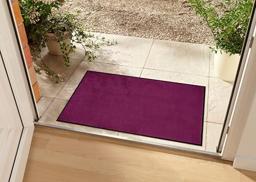 Hanse Home Waschbare In- & Outdoor Fußmatte Uni einfarbig Fußabtreter Schmutzfangmatte Türmatte Schmutzfänger Eingangsteppich Anti-Rutsch Größen, 60x80 cm, Violett