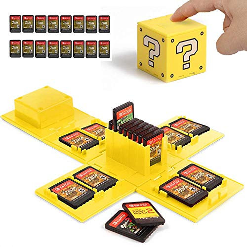 Custodia per carte da gioco Nintendo Switch, porta carte da gioco per giochi Nintendo Switch con 16 slot (blocco domanda, giallo)
