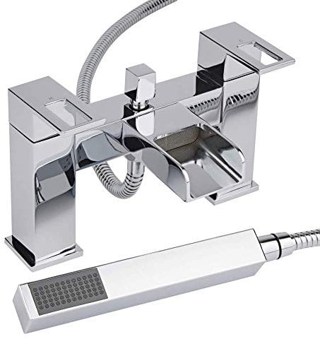 Milano Parade Modern Waterfall Bath Shower Mixer Tap Hand Shower Handset Kit - Chrome