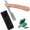 PONIK'S PROFESSIONAL - Klassisches Rasier Set Herren, Transporttasche, Rasiermesser-Set mit 100 Derby Wechselklingen, hochwertiges Edelstahl, Barbier Messer für eine präzise Bart-Rasur, Braun
