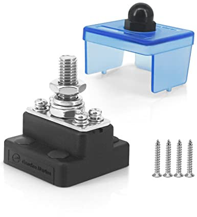 LENKRAD 3/8 Heavy Battery Junction Block 12V Marine Bus Bar M10 Single Insulated Stud with Protective Cover,Dc 48V Terminal box Suitable for Golf Cart,Travel Trailer,Boat and Solar Setup