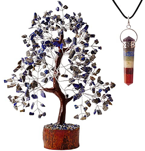 YUVDIPR Lapislazuli baum Chakra Heilung Feng Shui Statuen & Figuren Reiki Kristall Balancing Buddha Home Decor Bonsai Küche Glück Geschenk Spirituell Büro Schreibtisch Dekoration Feng Shui