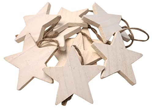 khevga Deko Weihnachten Baumschmuck Anhänger Christbaumschmuck Stern Weiß Vintage 10er Set (7 cm)