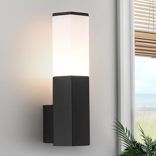 HARPER LIVING Außenwandleuchte Wasserdicht IP54, Graues Finish, Sechseckiges Design, E27 Glühbirnenfassung, LED-kompatibel, ideal für Gehweg, Hof, Garten, Park, Klasse 1 (Erde)