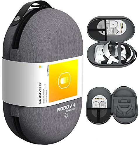 BOBOVR C2 Carry Case for Oculus Quest 2 Large Capacity Travel Storage Box Compatible with Pico 4 VR Headset for M2 Pro Strap and Elite Strap(Gray Case only, not Include VR Headset)