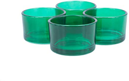 Teelichtgläser klein 51x33 mm Set 4 Stück Teelichthalter Glas dunkelgrün