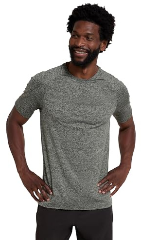 Mountain Warehouse IsoCool Agra Mens Striped Tee - UPF30+ UV Protection T-Shirt, Lightweight Tshirt, Quick Dry, Breathable Top - for Spring Summer Travel Dark Khaki M