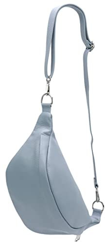 SH Leder ® echt Leder Hüfttasche Damen Herren Unisex Gürteltasche für Festival Reise Bauchtasche mittelgroße Crossbody Bag Frauen Ledertasche 32x17cm Marie G528 (Hellblau)