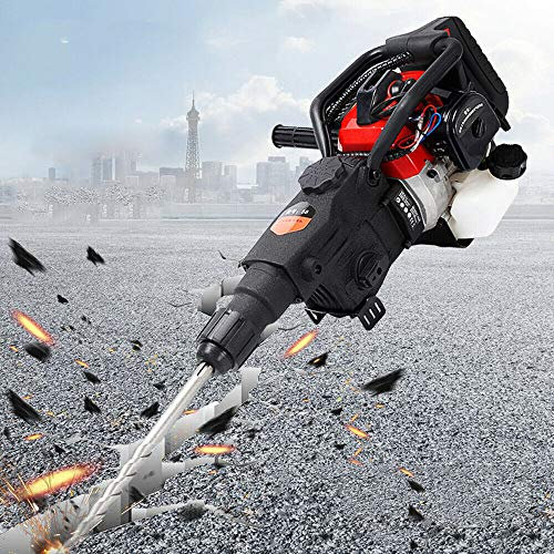 2 Stroke Demolition Hammer Jack Hammer Concrete Breaker, Vibration-Cushioned Handle, Includes Pointed and Flat Chisel