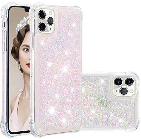 COTDINFOR Kompatibel mit iPhone 11 Pro Hülle Flüssigkeit Glitzer Stoßfest Fließend Glänzend Schlank Hülle für Schutzhülle Silikon Handyhüllen für Phone 11 Pro TPU Star Pink YBWTLS.