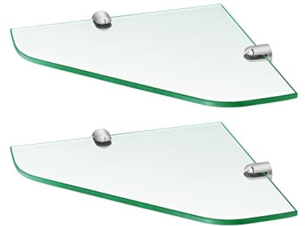 S'AFIELINA ripiano angolare in vetro temperato da 6 mm supporto in vetro per doccia mensola da 23 x 23 cm 2 pezzo