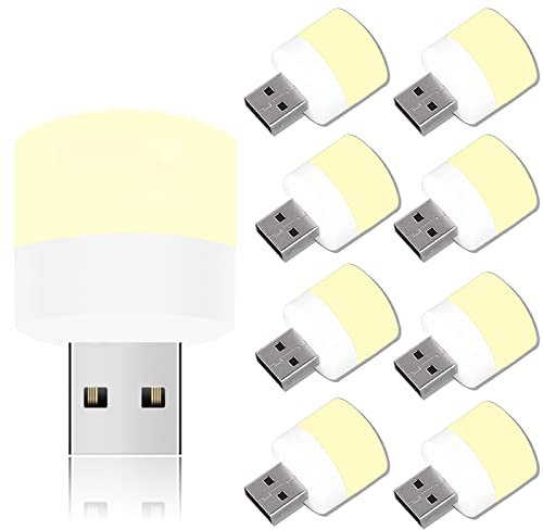 Melofo 9Pcs Mini USB Night Lights - Portable Bedside LED Plug in Bulbs for Baby Sleep, Bathroom, Car, Nursery, Kitchen, Lamps, Reading Lights