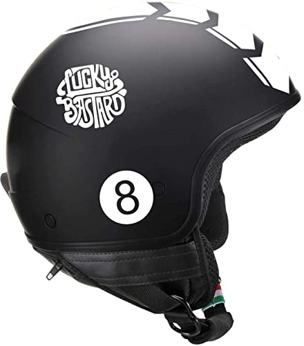 Pimastickerslab Kit Adesivi Biliardo Palla 8 Lucky Bastard Casco Moto Auto Serbatoio Valigia cod. 1718 (010 Bianco)