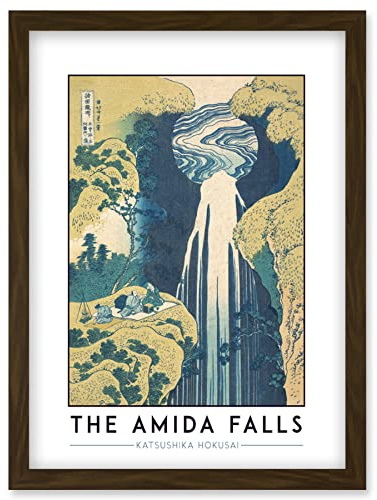 Wee Blue Coo Katsushika Hokusai The Amida Falls Painting Artwork Framed Wall Art Print A4