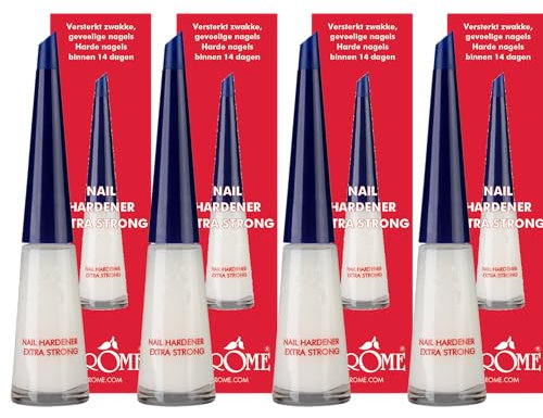 Herome 4-Pack Nagelhärter Extra Stark (Nail Hardener Extra Strong) - Nagelverstärker Garantiert Feste Nägel, Schon nach acht Tagen sind die ersten Ergebnisse spürbar. - 4 * 10ml.