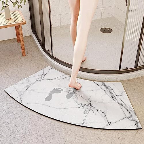 Fast Drying Curved Shower Mats for Round and Corner Shower, Curved Bath Mat, Super Absorbent Corner Bath Mat, Rubber Non-Slip Bottom Shower Mat Outside Shower, 45x100cm(18x40inch),C