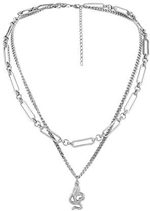 BISONBLUE Halskette Herren Anhänger Chain Ketten Dame Geschenk Hip Hop Doppellagige Kette Domineering Anhänger Herren Halskette