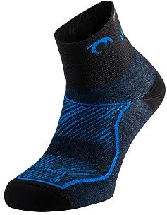 Lurbel Race Three, Calcetines de running, calcetines ligeros, calcetines Anti-ampollas, transpirables, Anti-olor, Calcetín sin costuras, calcetín tobillero. (Negro-Royal, 36-38)