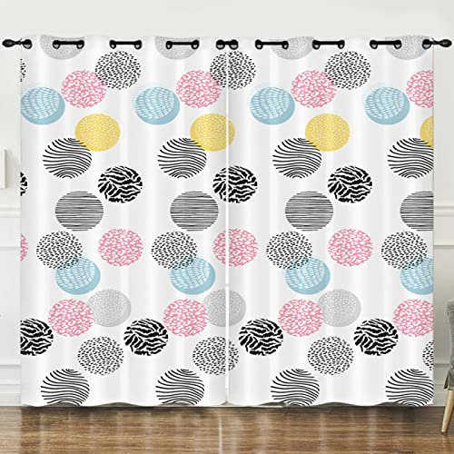 Gardinen Graue Rosa Punkte Vorhänge Verdunklungsvorhänge Vorhang Blickdicht Gardinen Wohnzimmer Curtains Thermovorhang Schallschutz Vorhang Gardinen mit ösen 2 Tabletten 91.5 x 214 cm