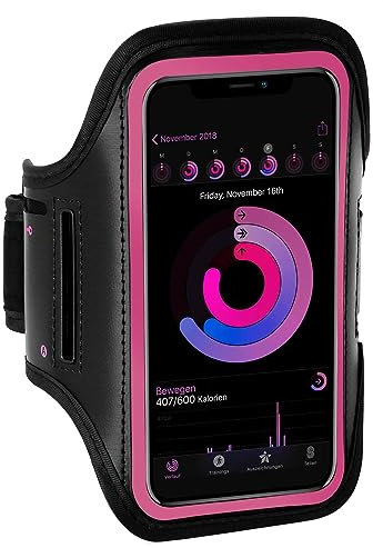 ONEFLOW Workout Case für iPhone 15 Pro Sportarmband zum Joggen mit Touch Fenster, Handy Armband für Sport und Outdoor, Handyhalterung für den Arm, Lauftasche Jogging, Pink