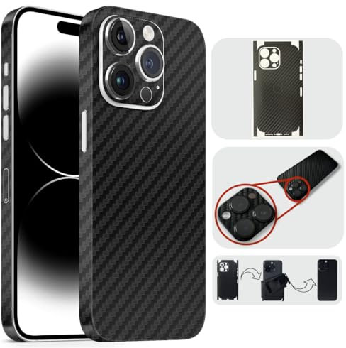 TF Skins kompatibel mit iPhone 15 Pro Max, Skin Schutzfolie mit 360° Schutz, super dünn und resistent (Carbon Schwarz)