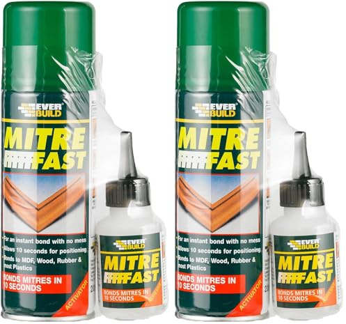Everbuild Mitre Fast Two Part Instant Bonding Kit, 50g Adhesive & 200ml Activator - Ideal for all Cornice and Profile Mitres, Trims & Picture Frames (Pack of 2)