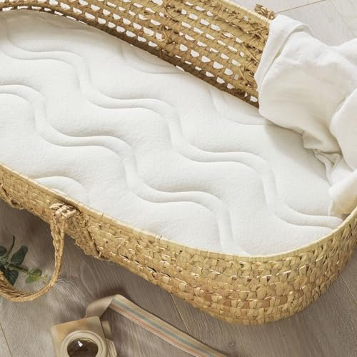 Kadolis - Matratze Aloe R 76x30cm - Geeignet für Kinderwagen und Babykörbchen - Ovale Form - Schaumstoffmatratze mit abnehmbarem und waschbarem Bezug - ÖkoTex Zertifiziert