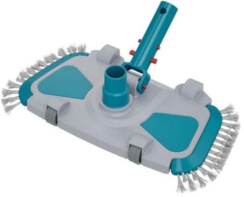 Updated Weighted Rectangle Pool Vacuum Head with Side Nylon Bristles, Swivel Hose Connection - Connect 1-1/4, 1-1/2 Hose for Inground & Above Ground Pools