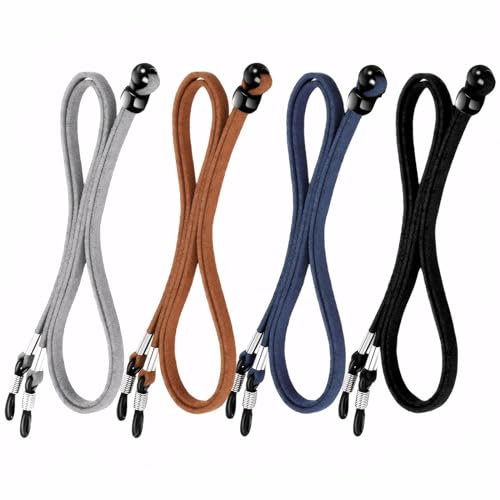 FEXPDL 4PCS Glasses Strap, Adjustable Glasses Chain Glasses Cord Glasses String Around Neck Spectacles Cord Leather Glasses Lanyard Sunglasses Strap for Women Men