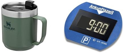 STANLEY Classic Legendary Camp Mug Thermobecher 354ml & Needit Park Lite Parkuhr mit Zulassung vom Kraftfahrt-Bundesamt Spart Zeit und Geld Dank automatischer Aktivierung geeignet für alle Automarken