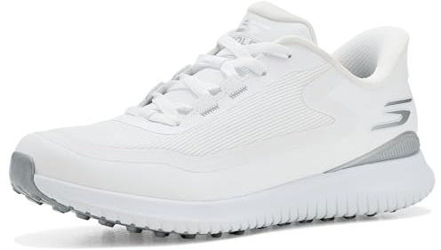 Skechers Damen Slip-Ins: Go Golf Flight Sneakers for Women - Breathable Mesh, Spikeless Traction Turnschuhe, White Silver, 41 EU