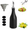 Flacon Distributeur D'huile D'olive en Céramique Opaque, 300 ML Bouteille Distributrice D'Huile D'Olive en Porcelaine avec Étiquette pour le Stockage D'huile, Vinaigre pour Réduire L'oxydation (Noir)