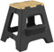 Vigar Tritthocker Klappbar, 40 cm, 2‑Schritt-Hocker Klappbar, Klapphocker Faltbar 150 kg, Leichter Rutschfester Tritthocker, Schwarz, Bambus Oben