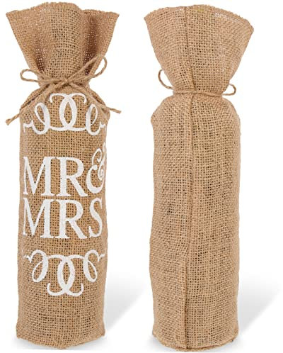 SHOWERORO 2 Pz Borsa del Vino da Sposa Decorazione di Nozze Sacchetti per Avvolgere Il Vino Sacchetti Vino Buste Vino Contenitore per Bottiglie di Juta portabottiglie in Juta