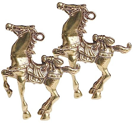 Lurrose 2st Anhänger Kleine Messingwaren Pferdefiguren Dekorativer Briefbeschwerer Vintage-schmuck Autodekoration Anhänger-ornament Pferdekunstfigur Antikes Pferdedekor Pferdezauber