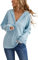 iChunhua Autumn Long Hoodie Sweatshirts for Women Uk Comfortable Long Sleeve Running Top Warm Ladies Sweatshirt With Hood Blue XL