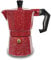 Generico GD LOVES YOUR HOME Caffettiera design effetto macchiolina moka 1 2 3 o 6 tazze macchina del caffè in alluminio per espresso idea regalo (Rosso, 3 TAZZA)