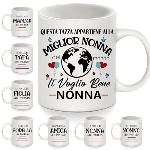 Bommex Questa tazza appartiene alla miglior nonna del mondo Tazza per la nonna da Nipote Nipote Compleanno Festa della Mamma Ringraziamento Regalo di Natale Tazzine da Caffè per la Nonna(nonna-2)