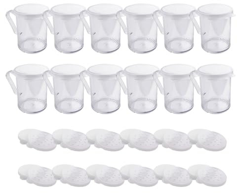 DIDILLX 12 plumeros de malla fina con asa para hornear y cocinar, transparente en polvo, dragado, dispensador de azúcar