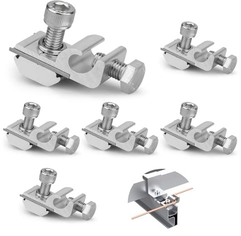 Teokantz Lot de 6 pinces de mise à la terre - Module PV - Clips de mise à la terre en alliage d'aluminium - Panneau solaire standard - Œillets de mise à la terre - Support photovoltaïque pour panneau