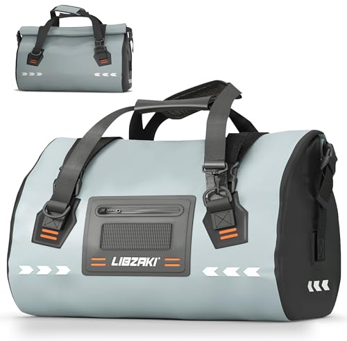 LIBZAKI - Borsone impermeabile con chiusura a rullo, extra large, impermeabile, per kayak, SUP e attrezzi all'aperto, base in PVC rinforzato, 70 l, nero/grigio