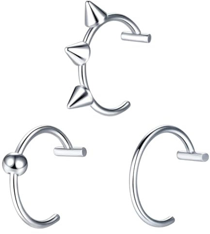 XENQITO 3 Pcs Unisex Piercing Ring, Ohrring, Nasenring, Septum Ringe - Klassisch, Edelstahl, DEKO-PIERCING