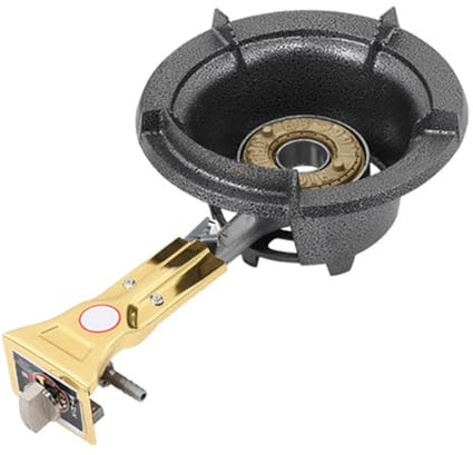 Gasherd Mit 1 Brenner, 25 KW Flüssiggasherd, Schwarzer Topfständer Aus Gusseisen Mit Knopf, Mit Flammendurchschlagschutz, For Den Privaten Und Gewerblichen Gebrauch Geeignet(32cm)