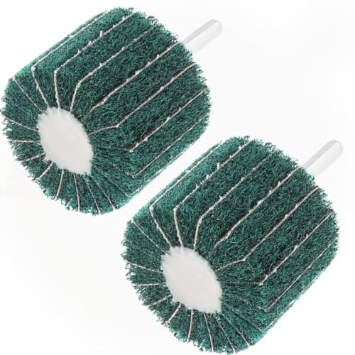 ChgImposs 2Pcs Abrasive Wheel for Drill, 6mm Drill Scouring Pad Grinding Sanding Head Flap Wheel Mounted Polishing Brush Wheel for Stainless Steel/Aluminum/Grinding Polishing