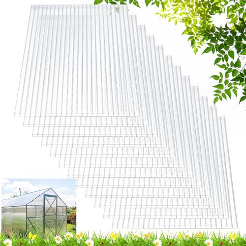 10x Gewächshausplatten Polycarbonat Hohlkammerstegplatten 4mm | Doppelstegplatten UV-beständig & bruchsicher | 7.3 m² Deckfläche | 60,5 cm x 121 cm | Ideal für Gewächshaus, Carport, Garten & Frühbeet