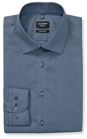 OLYMP Herren Businesshemd Skinny Geometrisch 253684 | Hemd, Manschette, Super Slim, 97%Baumwolle/3%Elastolefin