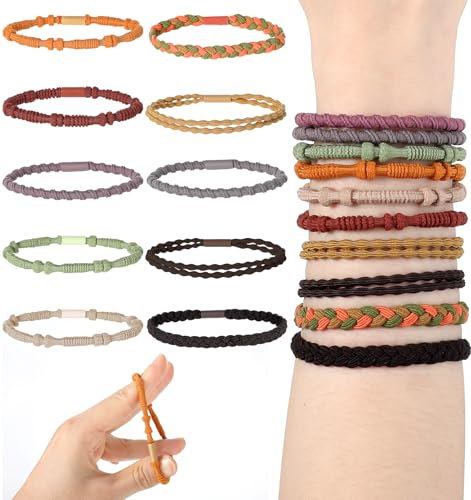 20 Stück Haargummi Dünnes Haar, Haargummi Bunt in 10 Farben und 4 Stilen aus Hochwertiger Nylon-Baumwolle Hypoallergen als Stylische Accessoires für Dickes Dünnes Lockiges Haar und als Schmuckarmband