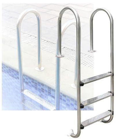 FBJAMZ Escalera de Piscina, escalones de 3 Pasos para Piscina enterrada, escalón de Piscina, escalón de Acero Inoxidable, para Parque acuático